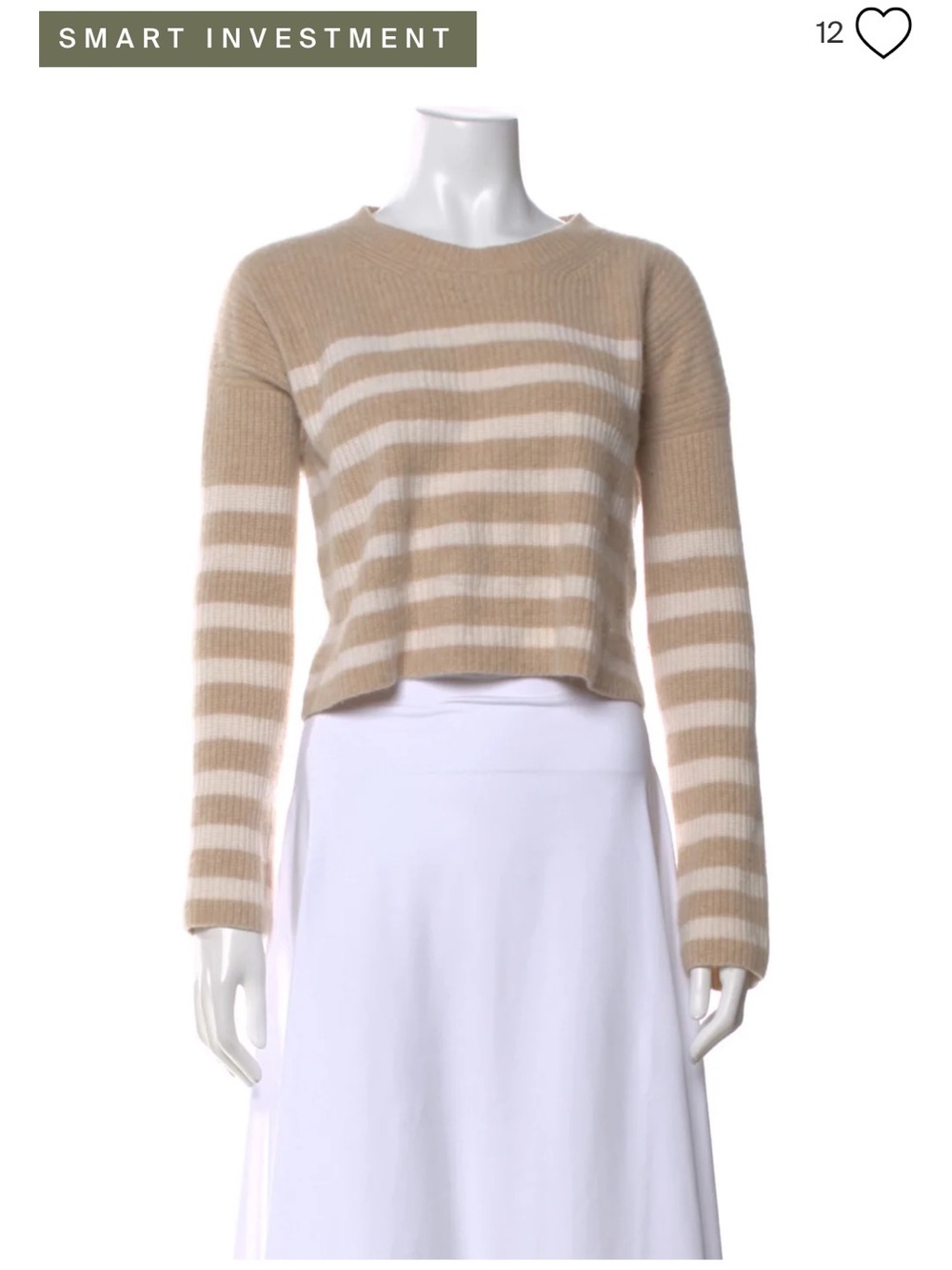 La Ligne XS cashmere Cream and Beige Crewneck Sweater